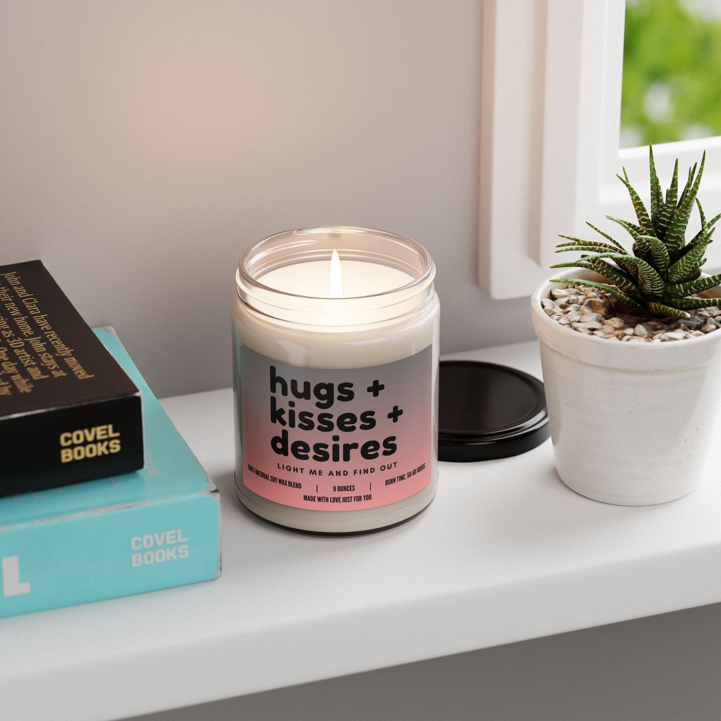 "Hugs + Kisses + Desires....Light me and find out" Candle