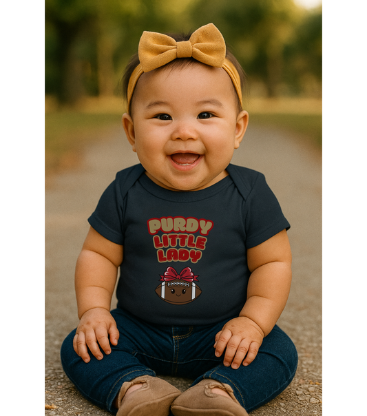 Black "Purdy Little Lady" Infant Bodysuit Onesie
