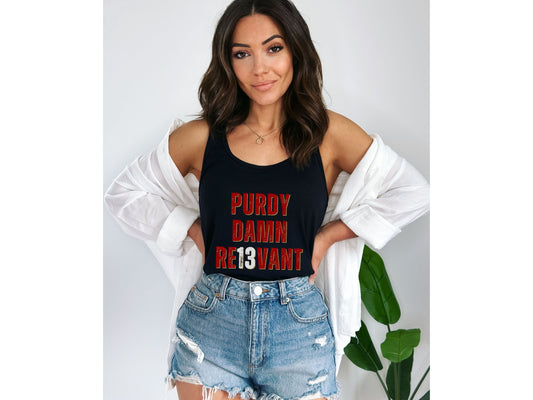 "Purdy Damn Re13vant" Racerback Tank Top